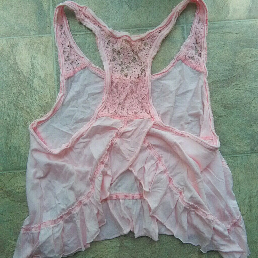 Hollister Cropped Lacy Ruffled Tank